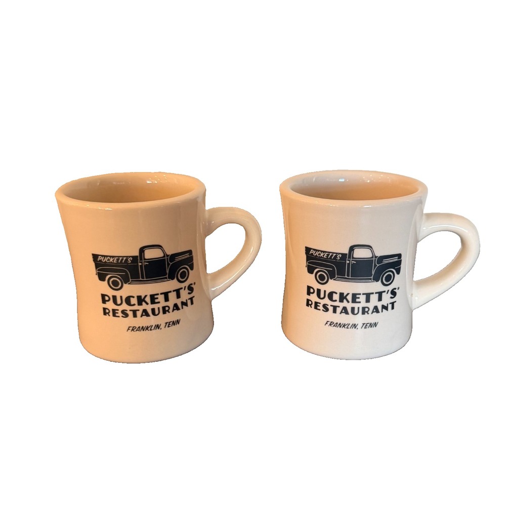 Puckett's Grocery Restaurant Coffee Mug Set of 2 Cups Franklin TN Diner Classic